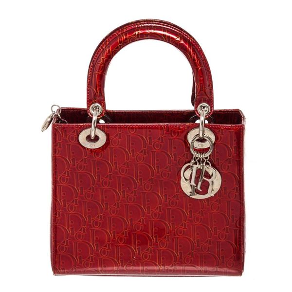 Dior Red Trotter Lady Medium Handbag