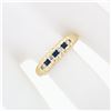 Image 3 : 18K Gold 0.36 ctw Channel Square Sapphire Round Diamond Scalloped Stack Band Rin