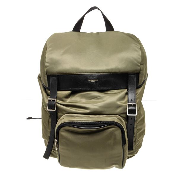 Yves Saint Laurent Green Leather Hunting Backpack Bag