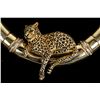 Image 2 : Custom Gold Leopard Necklace with Diamonds, Emeralds  [122814]