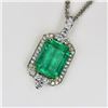 Image 2 : Luxurious 8.77 carat Emerald and Diamond Pendant