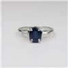 Image 1 : Elegant Platinum Blue Sapphire and Diamond Ring