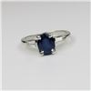 Image 2 : Elegant Platinum Blue Sapphire and Diamond Ring