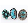 Image 1 : Lot of 3 Navajo Turquoise Rings