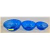 SET OF 3 PYREX BLUE COBALT MIXING BOWLS