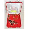 Image 1 : RED VELVET BOX WITH ESTATE JEWELRY SET