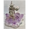 Image 1 : PEWTER WIZARD FIGURE ON AMETHYST SPECIMEN