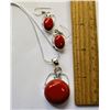 29)   RED CORAL 925 STAMPED STERLING SILVER PLATED