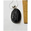 Image 1 : 15)  OVAL BLACK TOURMALINE PENDANT ON 18"