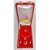 Image 1 : RED VELVET BOX WITH ESTATE JEWELRY SET