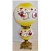 OLD GLASS FLORAL GLOBE COAL OIL LANTERN LAMP