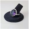 Image 1 : 24)  OVAL AMETHYST PURPLE CZ RING SET IN 925 SILVE