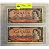 Image 1 : LOT OF 2 1954 CANADIAN 2 DOLLAR BILLS