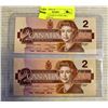 Image 1 : LOT OF 2 UNCIRCULATED 1986 2 DOLLAR BILLS