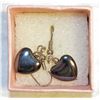 Image 1 : PAIR OF ONYX HEART EARRINGS