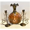 Image 1 : TULIP TOP VASE WITH MATCHING CANDLE HOLDERS