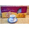 Image 1 : 8)  PORCELAIN 12 PCE TEA SET FEATURING 6 CUPS & 6