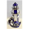 Image 1 : VINTAGE BLUE & WHITE STAINED GLASS LIGHTHOUSE ELEC