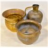 Image 1 : ANTIQUE COPPER PITCHER VASE & 2 BRASS POTS