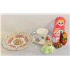 JOSEF FIGURINE, STACKIN DOLLS, EGG, CUP & SAUCER