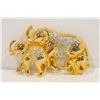 Image 1 : GOLD TONE ELEPHANT FAMILY BROOCH W/ RHINESTONES