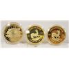 Image 1 : 3 GOLD PLATED WORLD 1 OZ GOLD COIN COPIES