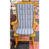 Image 1 : WOODEN ROCKING CHAIR WITH WHITE/BLUE CUSHION