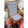 Image 1 : WOODEN ROCKING CHAIR W/ WHITE/BLUE CUSHION