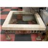 HEAVY MARBLE GLASSTOP COFFEE TABLE.