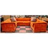 Image 1 : BURNT ORANGE COLOURED U-SHAPED SECTIONAL SOFA