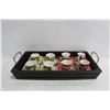Image 1 : SOLID DARK WOOD SERVING TRAY WITH TWO