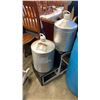 Image 2 : BLUE PLASTIC 45 GALLON DRUM AND 4 METAL CANNISTERS