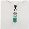 Image 1 : NEW STERLING SILVER 6MM X 4MM GENUINE EMERALD & CZ PENDANT WITH STERLING CHAIN, RETAIL $400.00