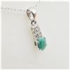 Image 2 : NEW STERLING SILVER 6MM X 4MM GENUINE EMERALD & CZ PENDANT WITH STERLING CHAIN, RETAIL $400.00