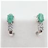 Image 1 : NEW STERLING SILVER 6MM X 4MM GENUINE EMERALD (0.72CTS) & CZ EARRINGS, W/A $880.00