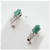Image 2 : NEW STERLING SILVER 6MM X 4MM GENUINE EMERALD (0.72CTS) & CZ EARRINGS, W/A $880.00
