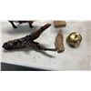 Image 2 : LOT OF DIRFTWOOD PIECES, CARVED BISON AND SERVICE BELL