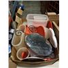 Image 2 : 2 BOXES OF KITCHEN ITEMS, COOKIE JAR, TUPPERWARE, CLOCKS, COLLECTOR ITEMS