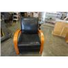 Image 2 : WOOD FRAMED BLACK LEATHER RECLINER