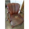 Image 2 : ANTIQUE WOOD FRAMED CHANNEL BACK ARMCHAIR