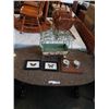 Image 1 : BAROMETER AND CLOCK, 2 FRAMED BUTTERFLY AND VINTAGE METAL MAGAZINE RACK