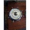 Image 2 : BAROMETER AND CLOCK, 2 FRAMED BUTTERFLY AND VINTAGE METAL MAGAZINE RACK