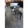 Image 2 : WHITE ENDTABLE, SILVER AND BLACK ENDTABLE AND PLACK METAL PLANTER STAND