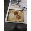 Image 2 : PORCELAIN CENTERPIECE WITH FRAMED ODE TO SAND DOLLAR AND VINTAGE BOTTLES
