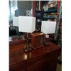 Image 1 : PAIR OF CHROME AND WOOD TABLE LAMPS, AND JEWELLERY CABINET