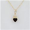 Image 1 : NEW 14KT. YELLOW GOLD 5MM X 5MM GENUINE GARNET HEART PENDANT WITH STERLING CHAIN,0.56CTS, W/A $730.0