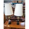 Image 2 : 2 MID CENTURY TABLE LAMPS WITH MILK GLASS SHADES