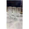 Image 2 : ORNATE PINWHEEL CRYSTAL GLASSES AND GREEN ETCHED GLASSES