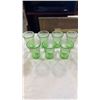 Image 8 : ORNATE PINWHEEL CRYSTAL GLASSES AND GREEN ETCHED GLASSES