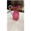 Image 2 : 3 PIECES CRANBERRY GLASS - 2 VASES AND PITCHER